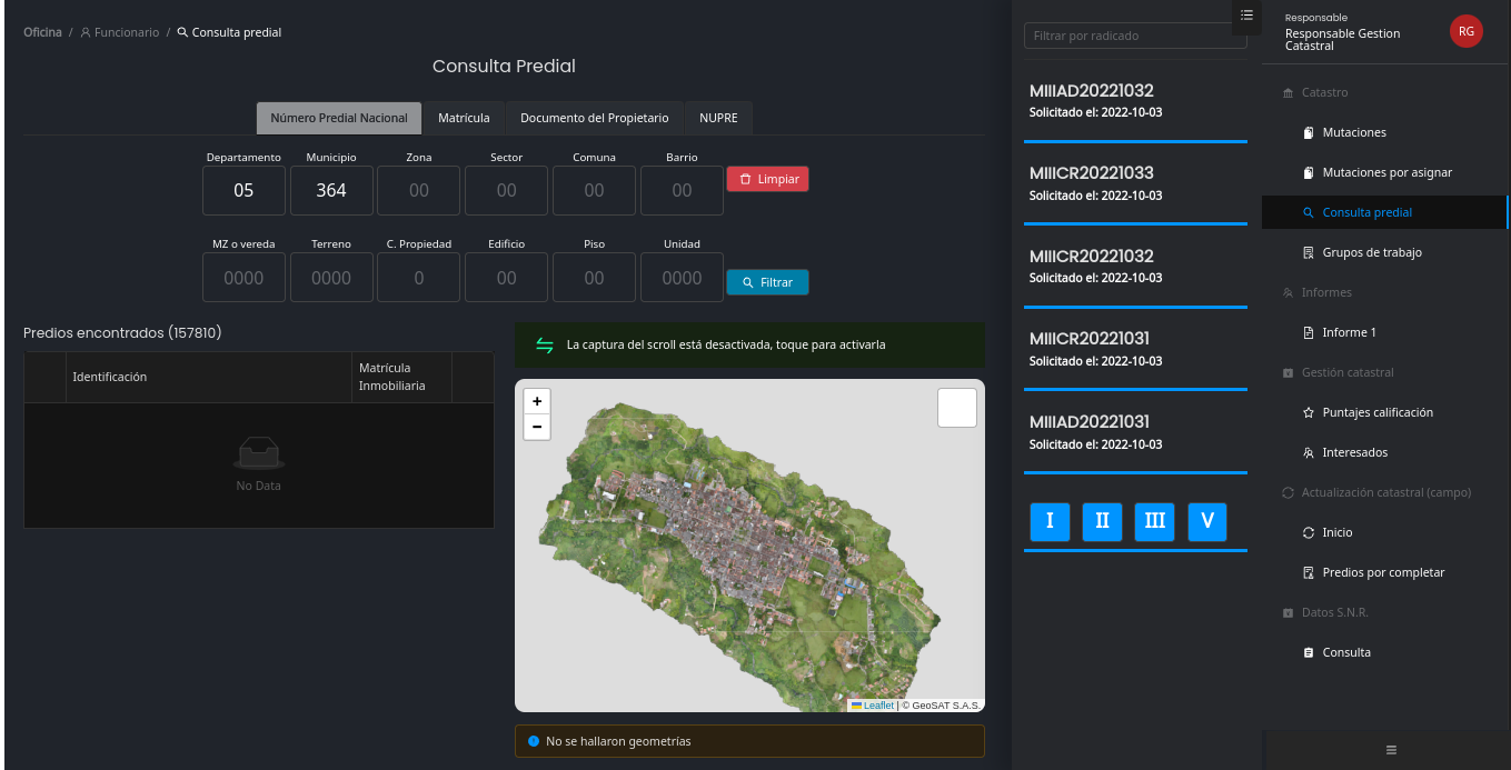 Interface consulta catastral